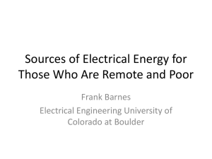 Sources of Electrical Energy for Those Who Are Remote and Poor