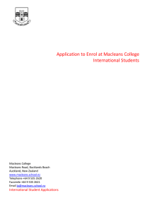 Application to Enrol at Macleans College International Students