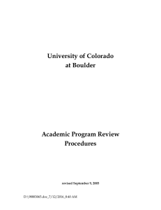 University of Colorado at Boulder Academic Program Review Procedures