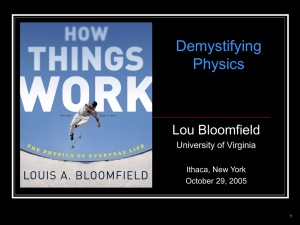 Demystifying Physics Lou Bloomfield University of Virginia