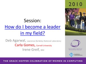 Session: How do I become a leader in my field? Deb Agarwal,