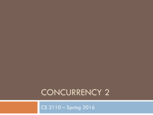 CONCURRENCY 2 CS 2110 – Spring 2016
