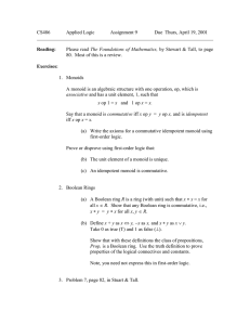 CS486 Applied Logic Assignment 9 Due  Thurs, April 19, 2001