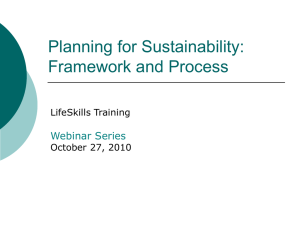 Planning for Sustainability: Framework and Process Webinar Series LifeSkills Training