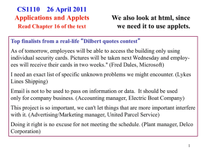 CS1110    26 April 2011 Applications and Applets