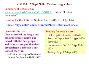 CS1110    7 Sept 2010   Customizing...