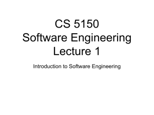 CS 5150 Software Engineering Lecture 1 Introduction to Software Engineering
