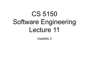 CS 5150 Software Engineering Lecture 11 Usability 2
