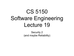 CS 5150 Software Engineering Lecture 19 Security 2