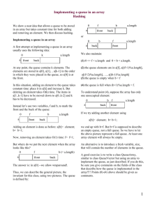 Implementing a queue in an array Hashing