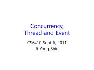 Concurrency, Thread and Event CS6410 Sept 6, 2011 Ji-Yong Shin