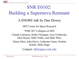 SNR E0102: Building a Supernova Remnant A SNORE talk by Dan Dewey