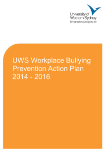 UWS Workplace Bullying Prevention Action Plan 2014 - 2016