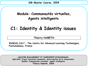 C1: Identity &amp; Identity issues Module: Communautés virtuelles, Agents intelligents KM-Master Course, 2004