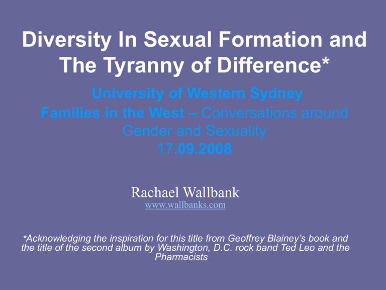 Diversity In Sexual Formation And The Tyranny Of Difference