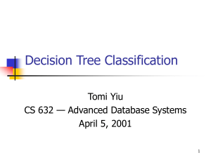 Decision Tree Classification Tomi Yiu CS 632 — Advanced Database Systems