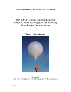 AEM 1905 Freshman Seminar: Fall 2008 Introduction to Spaceflight with Ballooning