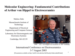 Molecular Engineering: Fundamental Contributions of Arthur von Hippel to Electroceramics