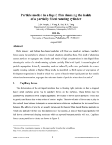 Particle motion in a liquid film rimming the inside