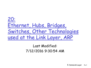 20: Ethernet, Hubs, Bridges, Switches, Other Technologies used at the Link Layer, ARP