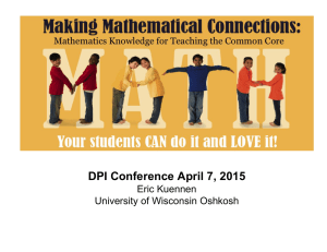 DPI Conference April 7, 2015 Eric Kuennen University of Wisconsin Oshkosh