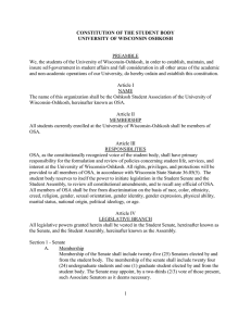 PREAMBLE We, the students of the University of Wisconsin-Oshkosh, in order... CONSTITUTION OF THE STUDENT BODY
