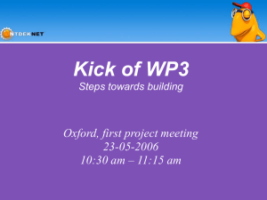 Kick of WP3 Oxford, first project meeting 23-05-2006 10:30 am – 11:15 am