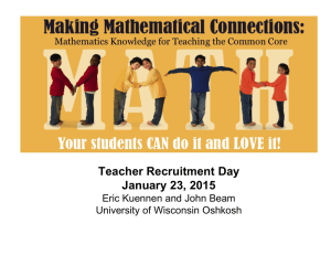 Teacher Recruitment Day January 23, 2015 Eric Kuennen and John Beam
