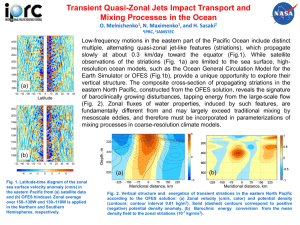 Transient Quasi-Zonal Jets Impact Transport and Mixing Processes in the Ocean