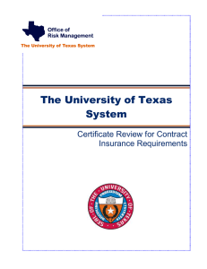 The University of Texas System Certificate Review for Contract Insurance Requirements