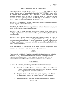 RESEARCH CONSORTIUM AGREEMENT