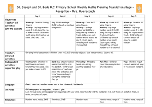 St. Joseph and St. Bede R.C. Primary School Weekly Maths... Reception – Mrs. Myerscough