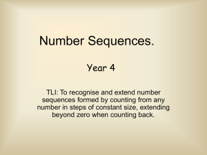Number Sequences. Year 4