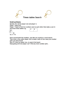 Times tables Search Instructions