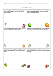 Name:  ____________________________________________   Date: ___________________________________  Money Problem Solving