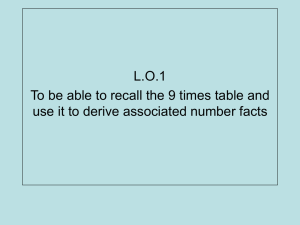 L.O.1 To be able to recall the 9 times table and