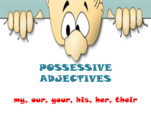 POSSESSIVE ADJECTIVES my, our, your, his, her, their