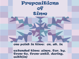 Prepositions of time one point in time:  on, at, in