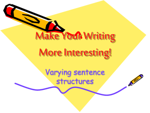 Make Your Writing More Interesting! Varying sentence structures