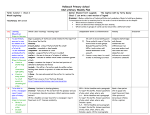 Holbeach Primary School KS2 Literacy Weekly Plan