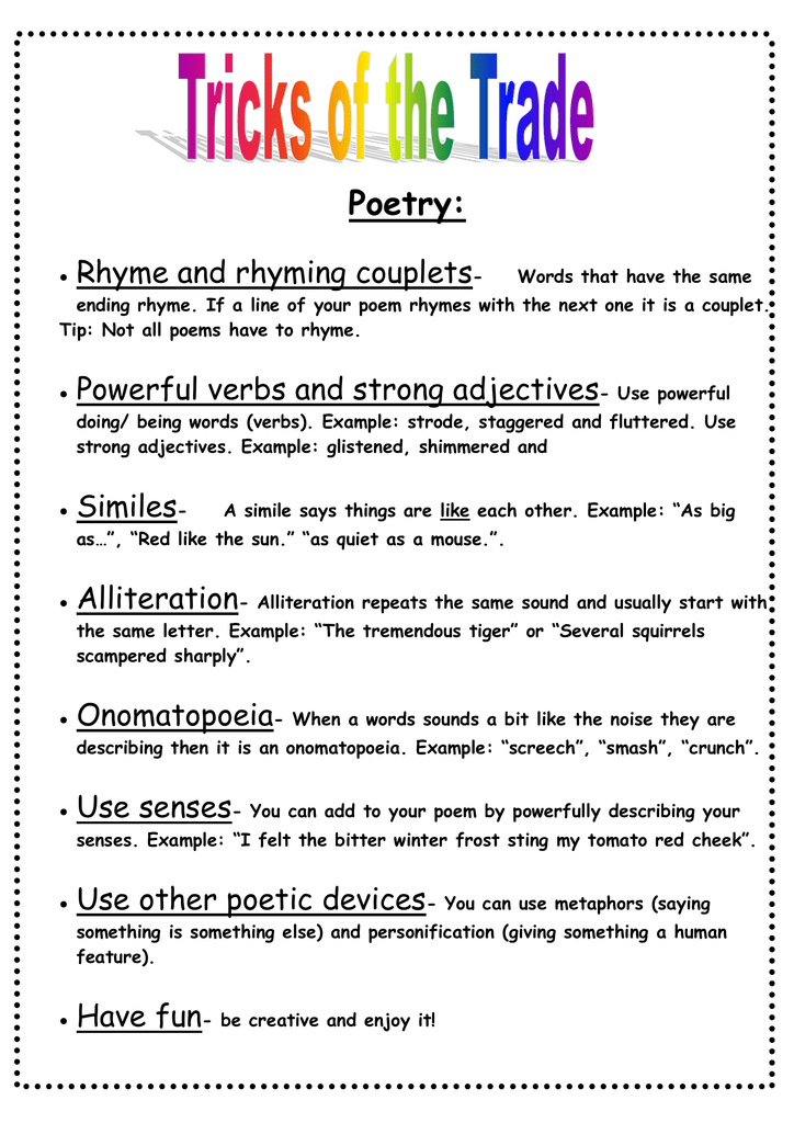 Poetry: Rhyme and rhyming couplets