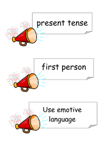 present tense first person Use emotive