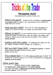 Persuasive texts What’s the point? (Including adverts, posters, letters etc)