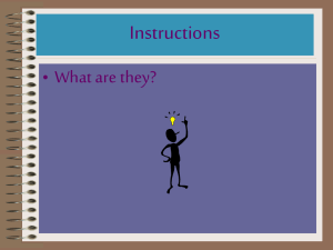 Instructions • What are they?
