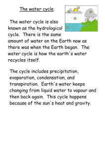 The water cycle  The water cycle is also known as the hydrological