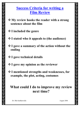 Criteria for writing a movie review