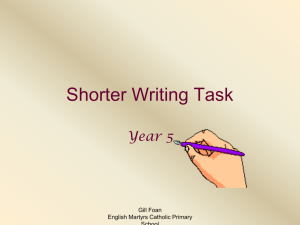 Shorter Writing Task Year 5 Gill Foan English Martyrs Catholic Primary