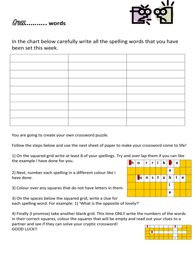 Cross Words In English With Answers