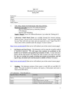 BIO 233 Microbial Survey Laboratory Spring 2007