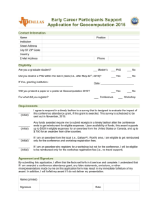 Early Career Participants Support Application for Geocomputation 2015 Contact Information